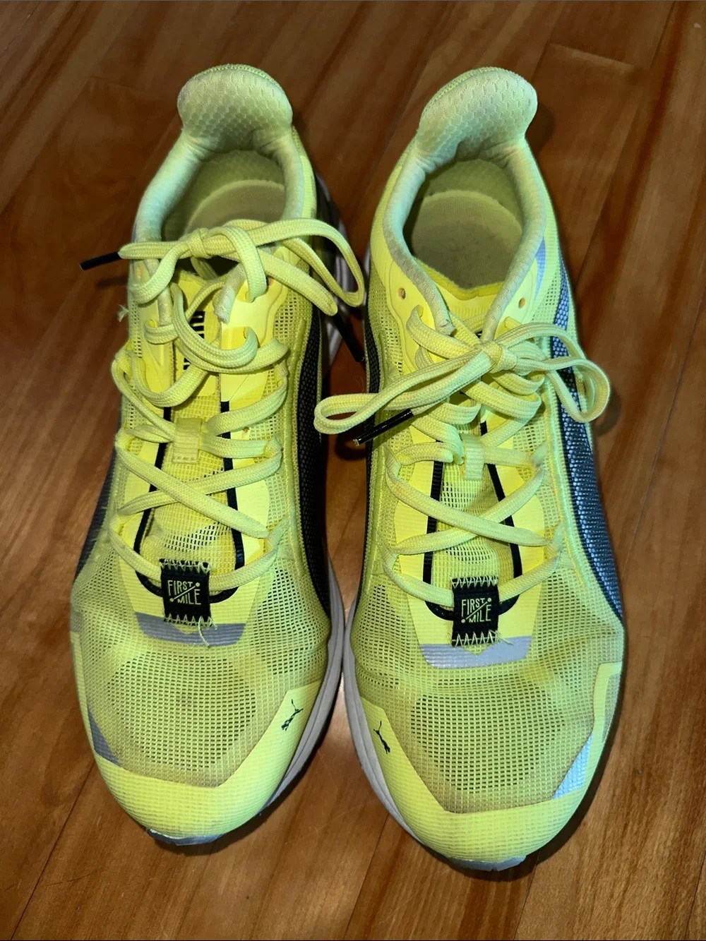 Puma Bright Yellow Mesh Running Sneakers with Black Formstrip